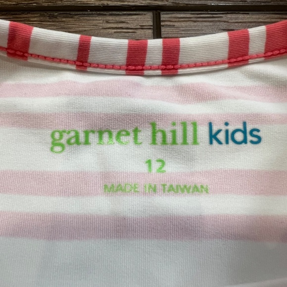 Garnet Hill Kids Girls Swim Rashguard Top, Striped, Size 12 - Picture 3 of 8